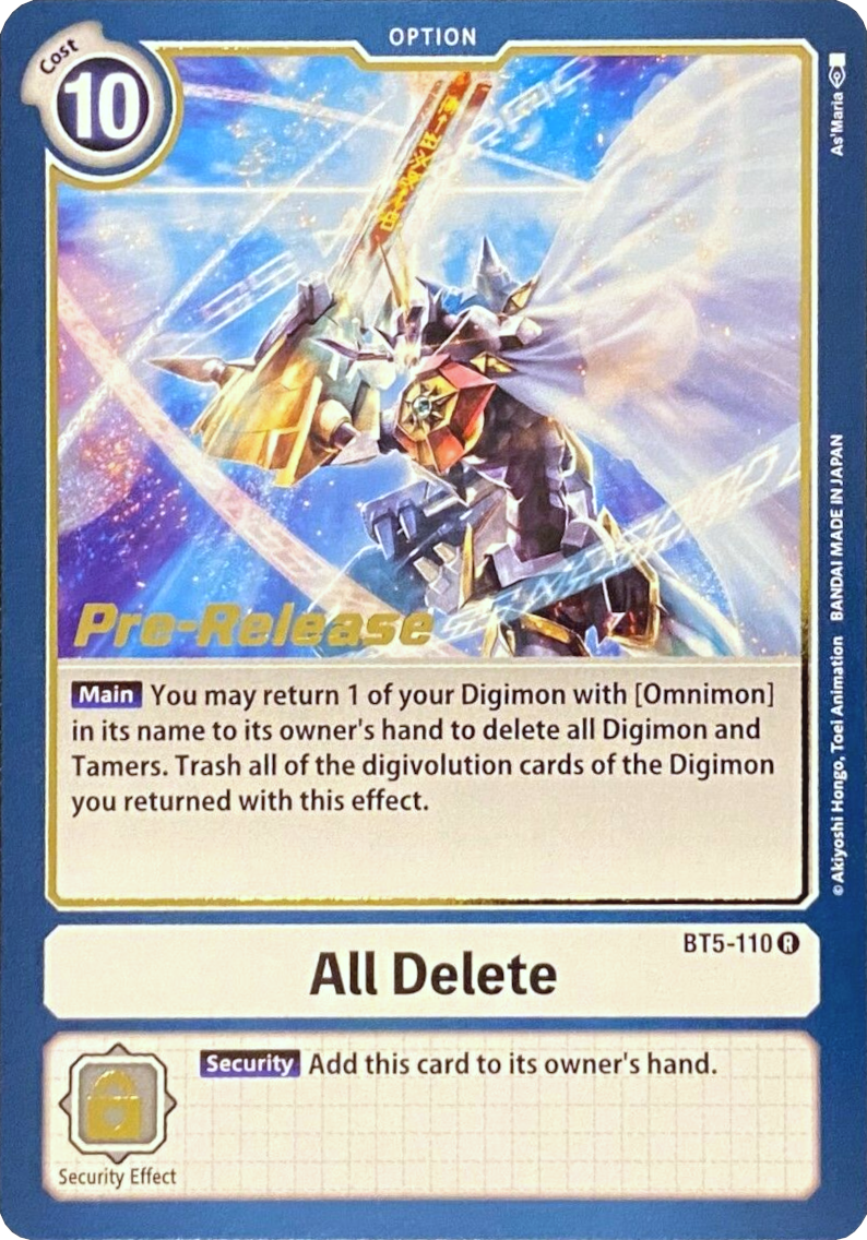 All Delete [BT5-110] [Battle of Omni Pre-Release Promos] | Shuffle n Cut Hobbies & Games