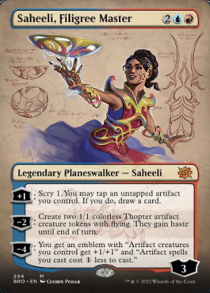Saheeli, Filigree Master (Borderless Alternate Art) [The Brothers' War] | Shuffle n Cut Hobbies & Games