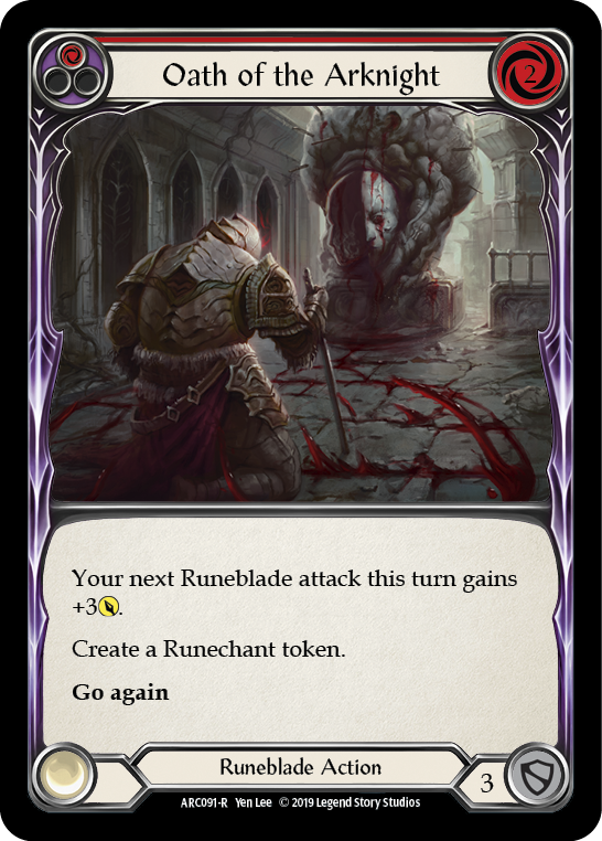 Oath of the Arknight (Red) [ARC091-R] (Arcane Rising)  1st Edition Rainbow Foil | Shuffle n Cut Hobbies & Games