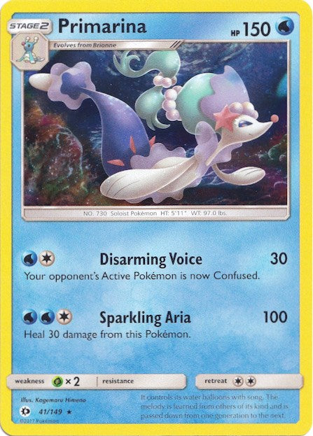 Primarina (41/149) (Water Web Holo) [Sun & Moon: Base Set] | Shuffle n Cut Hobbies & Games