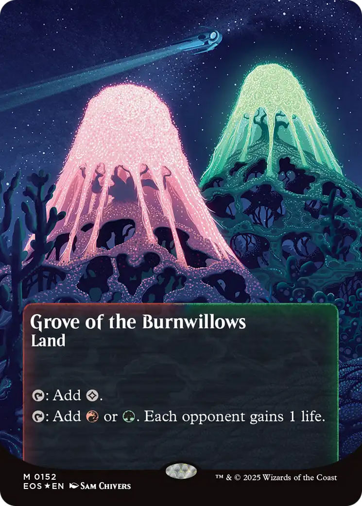 Grove of the Burnwillows (0152) (Borderless) (Galaxy Foil) [Edge of Eternities: Stellar Sights] | Shuffle n Cut Hobbies & Games