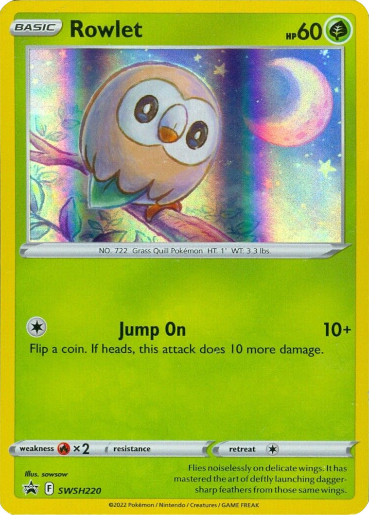 Rowlet (SWSH220) (Cosmos Holo) [Sword & Shield: Black Star Promos] | Shuffle n Cut Hobbies & Games