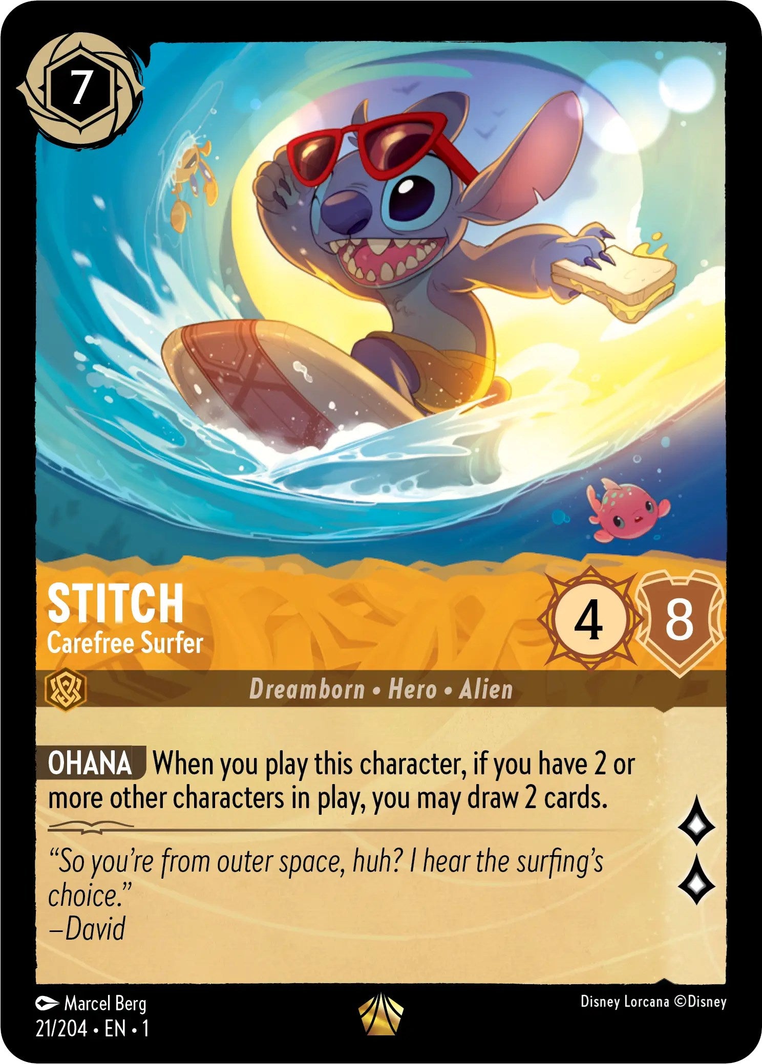 Stitch - Carefree Surfer (21/204) [The First Chapter] | Shuffle n Cut Hobbies & Games