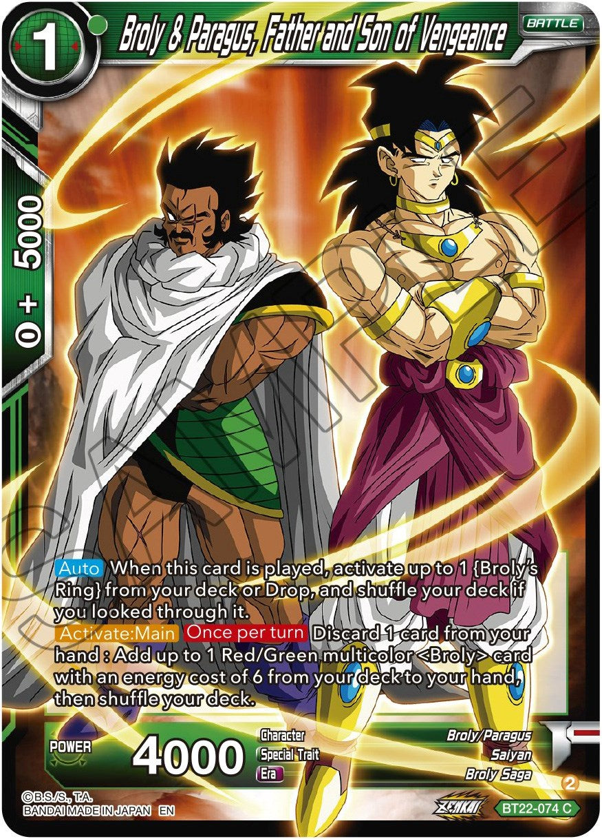 Broly & Paragus, Father and Son of Vengeance (BT22-074) [Critical Blow] | Shuffle n Cut Hobbies & Games
