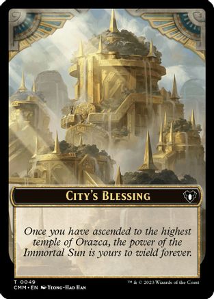 City's Blessing // Emblem - Teferi, Temporal Archmage Double-Sided Token (CMM-49 // 53) [Commander Masters] Foil
