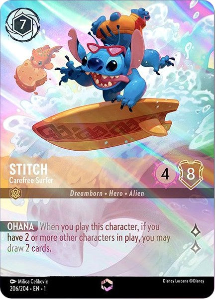 Stitch - Carefree Surfer (Enchanted) (206/204) [The First Chapter] | Shuffle n Cut Hobbies & Games