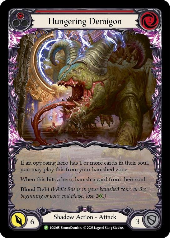 Hungering Demigon (Red) [LGS165] (Promo)  Rainbow Foil | Shuffle n Cut Hobbies & Games