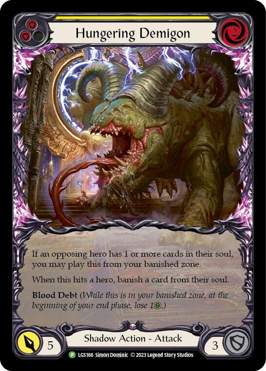 Hungering Demigon (Yellow) [LGS166] (Promo)  Rainbow Foil | Shuffle n Cut Hobbies & Games