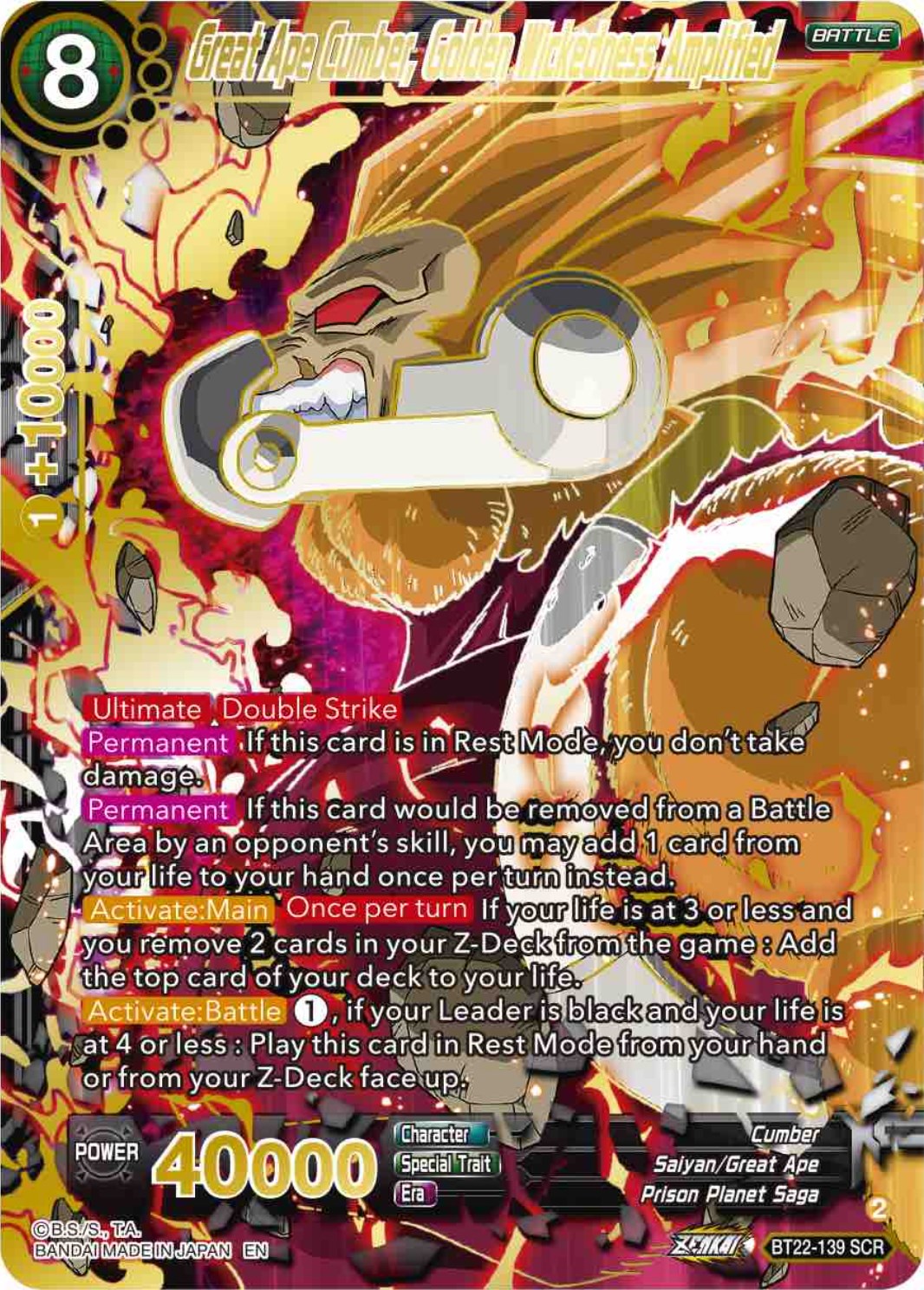 Great Ape Cumber, Golden Wickedness Amplified (BT22-139) [Critical Blow] | Shuffle n Cut Hobbies & Games
