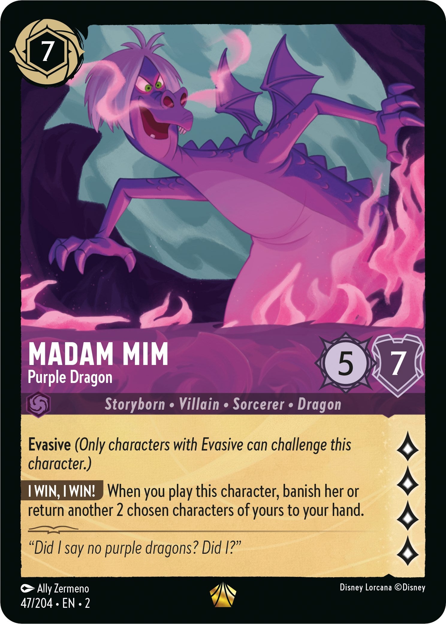 Madam Mim - Purple Dragon (47/204) [Rise of the Floodborn] | Shuffle n Cut Hobbies & Games