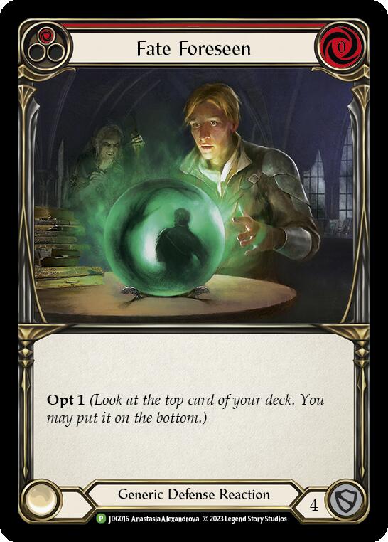 Fate Foreseen (Red) (Cold Foil) [JDG016] (Promo)  Cold Foil | Shuffle n Cut Hobbies & Games