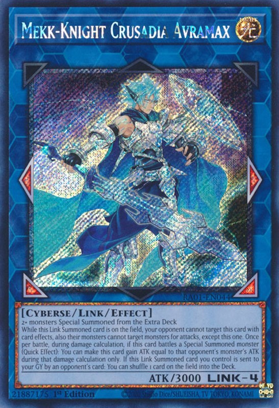 Mekk-Knight Crusadia Avramax [RA01-EN044] Platinum Secret Rare | Shuffle n Cut Hobbies & Games