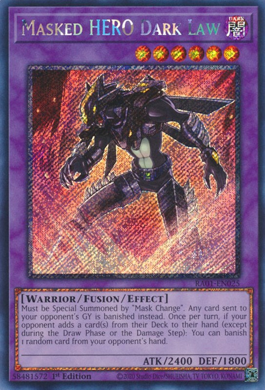 Masked HERO Dark Law [RA01-EN025] Platinum Secret Rare | Shuffle n Cut Hobbies & Games