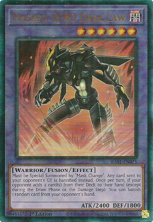 Masked HERO Dark Law [RA01-EN025] Prismatic Ultimate Rare | Shuffle n Cut Hobbies & Games