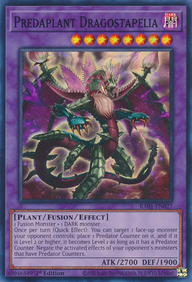 Predaplant Dragostapelia [RA01-EN027] Super Rare | Shuffle n Cut Hobbies & Games