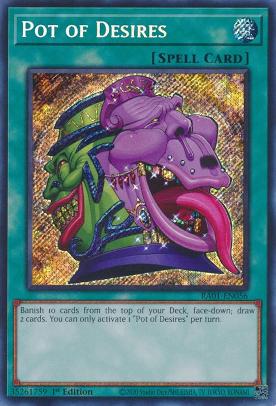Pot of Desires [RA01-EN056] Secret Rare | Shuffle n Cut Hobbies & Games