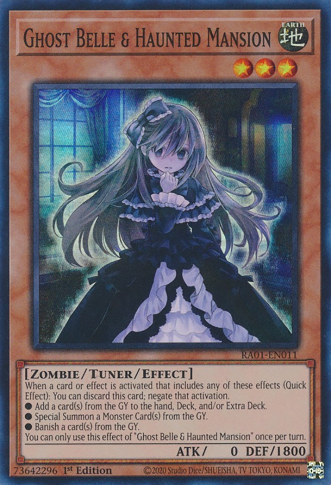 Ghost Belle & Haunted Mansion [RA01-EN011] Super Rare | Shuffle n Cut Hobbies & Games