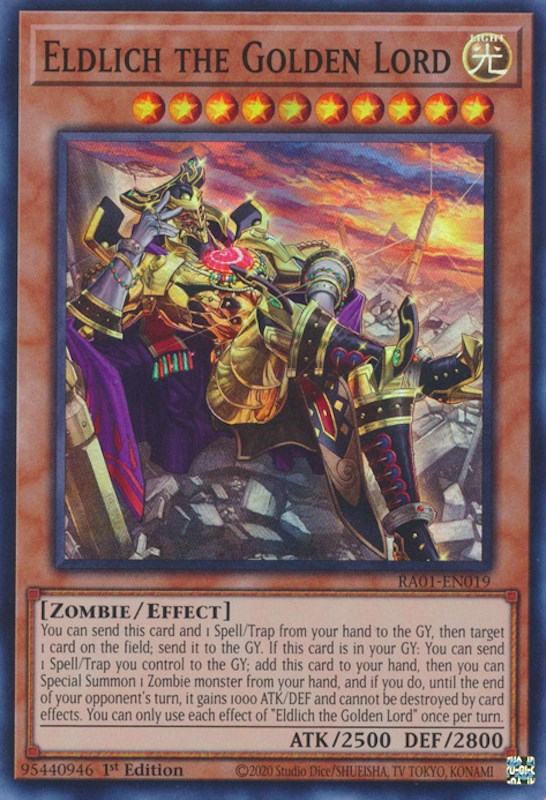 Eldlich the Golden Lord (Alternate Art) [RA01-EN019] Super Rare | Shuffle n Cut Hobbies & Games