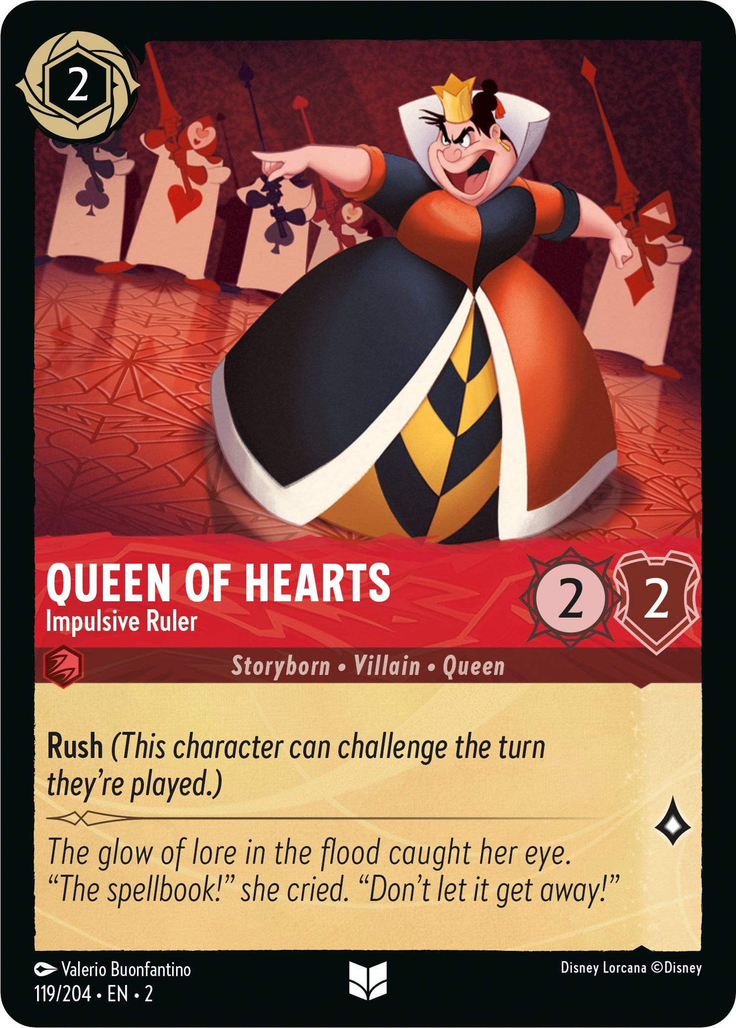 Queen of Hearts - Impulsive Ruler (119/204) [Rise of the Floodborn] | Shuffle n Cut Hobbies & Games