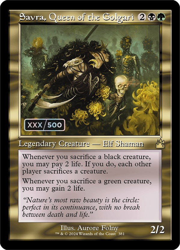 Savra, Queen of the Golgari (Retro) (Serialized) [Ravnica Remastered] | Shuffle n Cut Hobbies & Games
