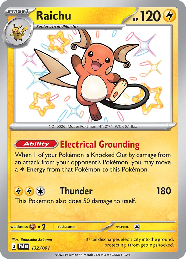 Raichu (132/091) [Scarlet & Violet: Paldean Fates] | Shuffle n Cut Hobbies & Games