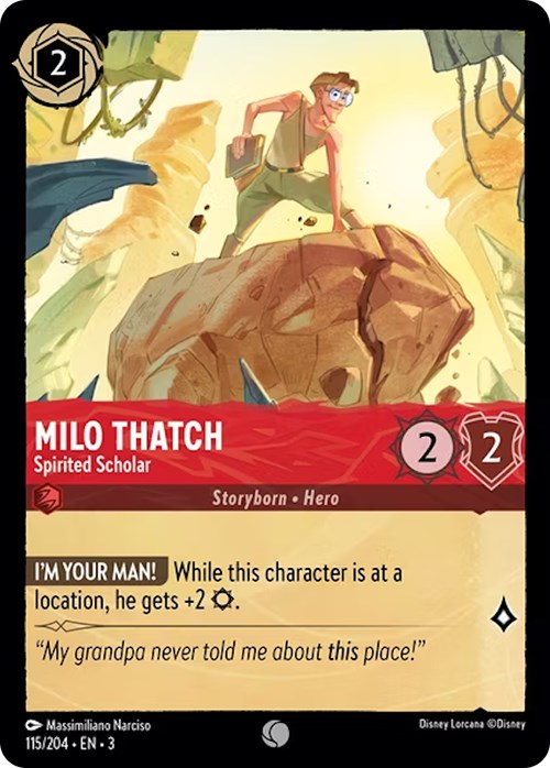 Milo Thatch - Spirited Scholar (115/204) [Into the Inklands] | Shuffle n Cut Hobbies & Games