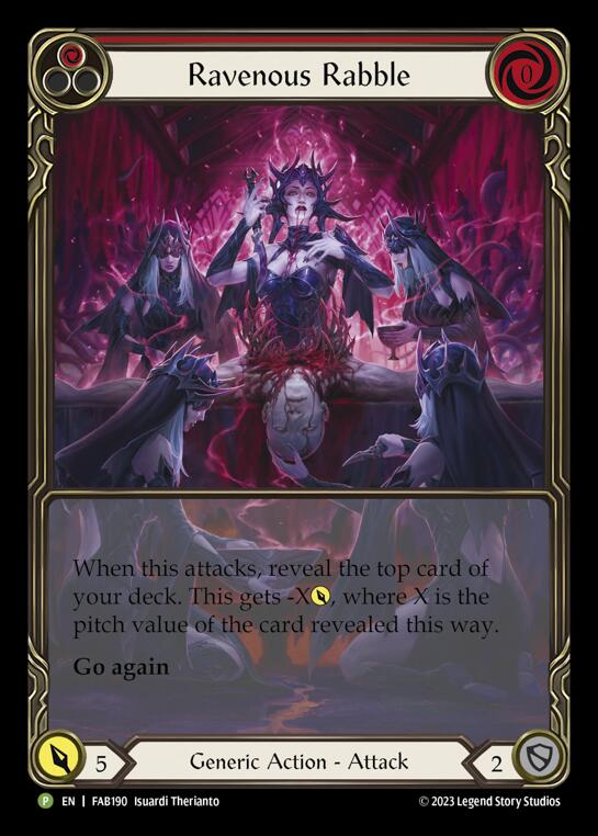 Ravenous Rabble (Red) [FAB190] (Promo)  Rainbow Foil | Shuffle n Cut Hobbies & Games