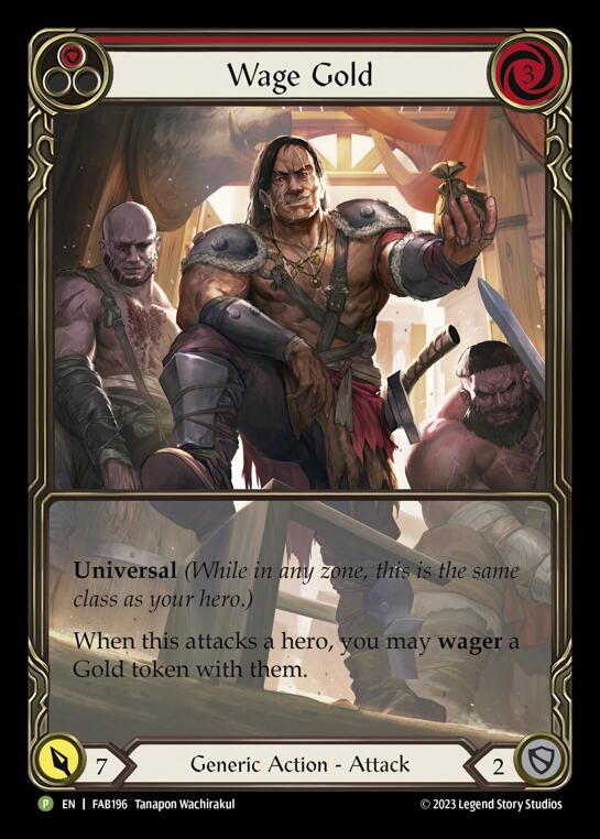 Wage Gold (Red) [FAB196] (Promo)  Rainbow Foil | Shuffle n Cut Hobbies & Games