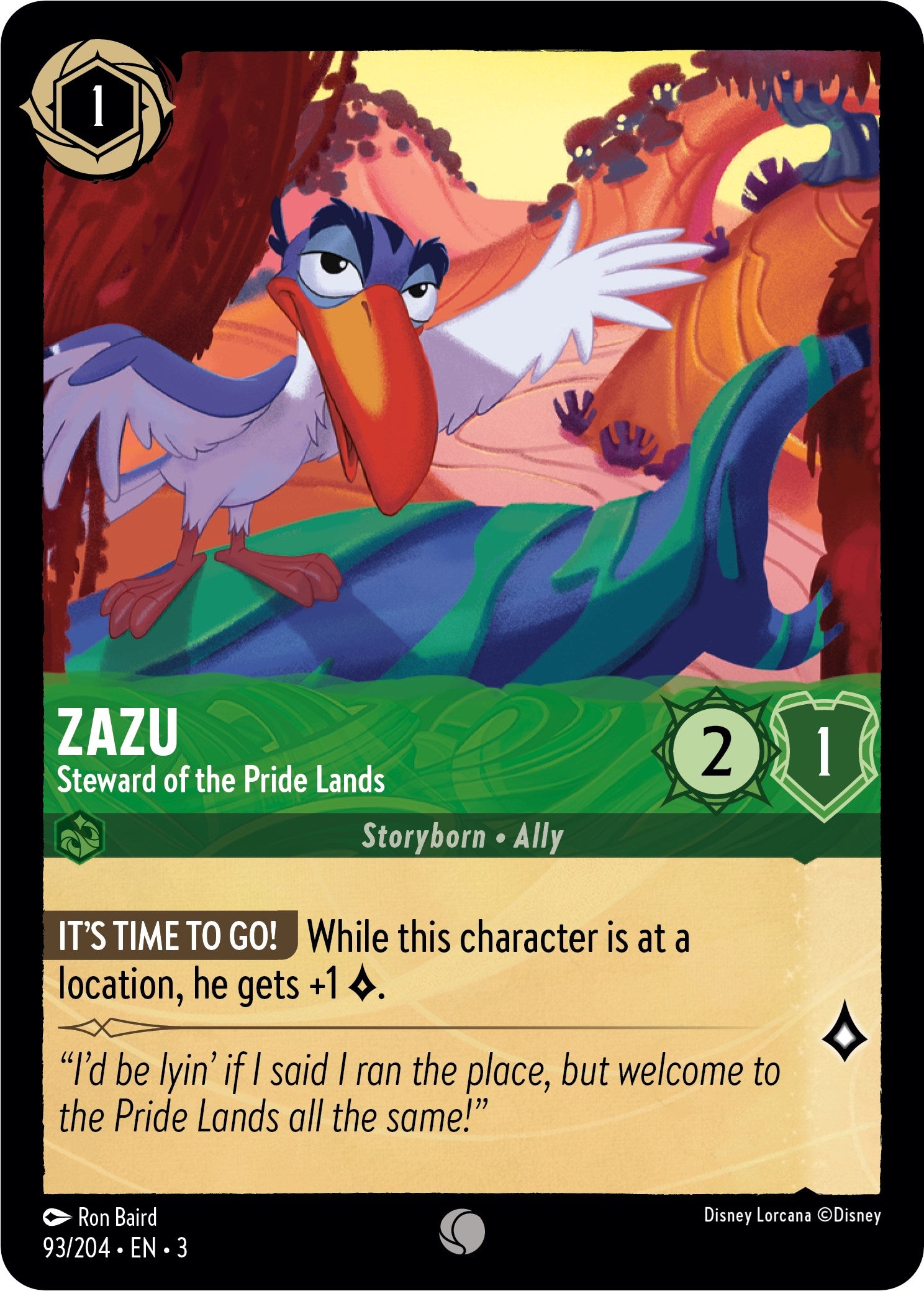 Zazu - Steward of the Pride Lands (93//204) [Into the Inklands] | Shuffle n Cut Hobbies & Games