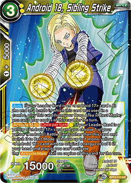 Android 18, Sibling Strike (Uncommon) (BT13-111) [Supreme Rivalry] | Shuffle n Cut Hobbies & Games