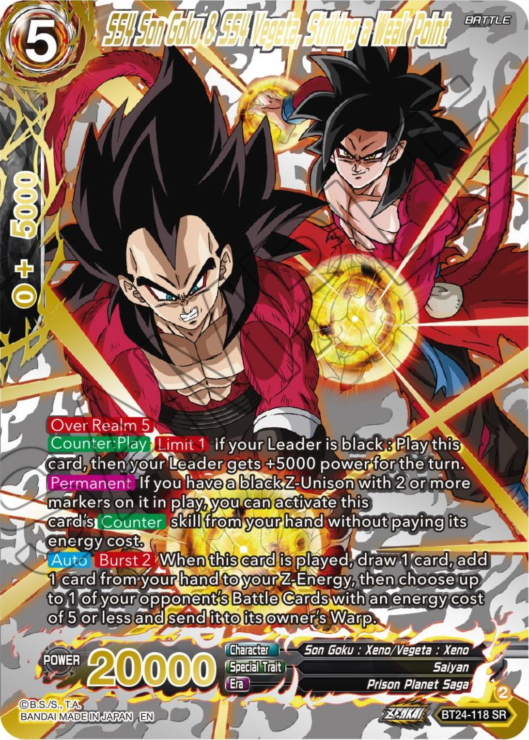 SS4 Son Goku & SS4 Vegeta, Striking a Weak Point (Collector Booster) (BT24-118) [Beyond Generations] | Shuffle n Cut Hobbies & Games