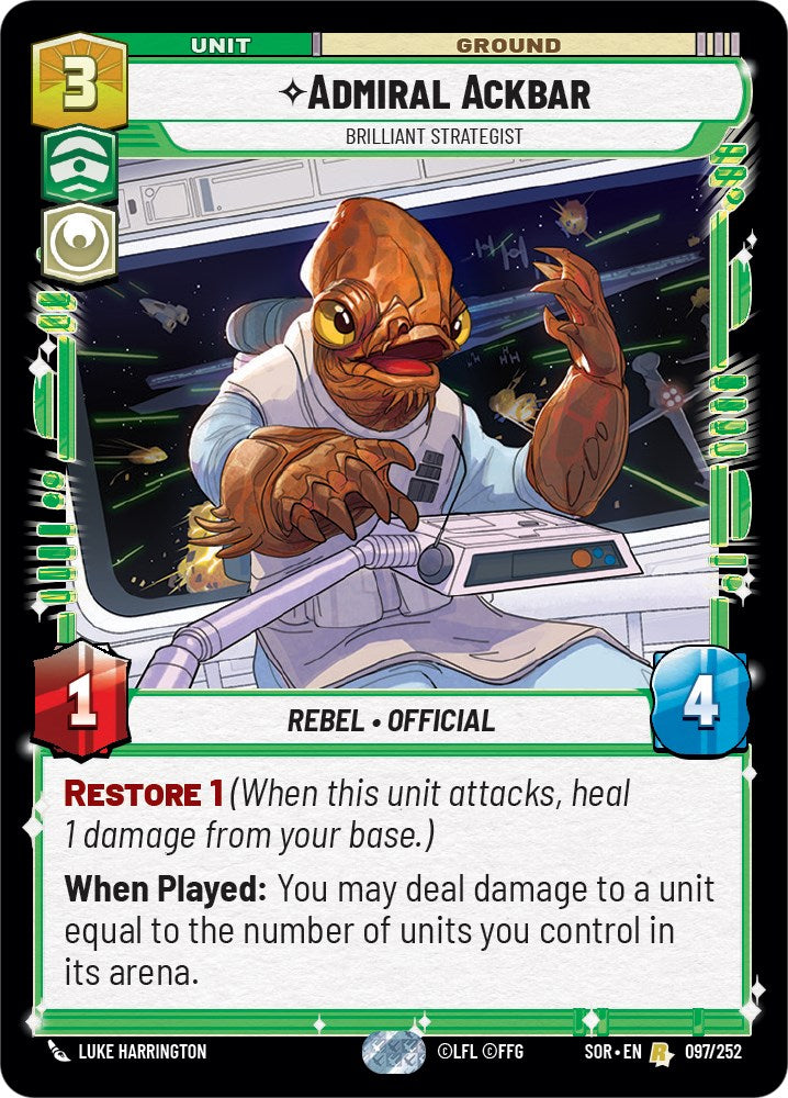 Admiral Ackbar - Brilliant Strategist (097/252) [Spark of Rebellion] | Shuffle n Cut Hobbies & Games