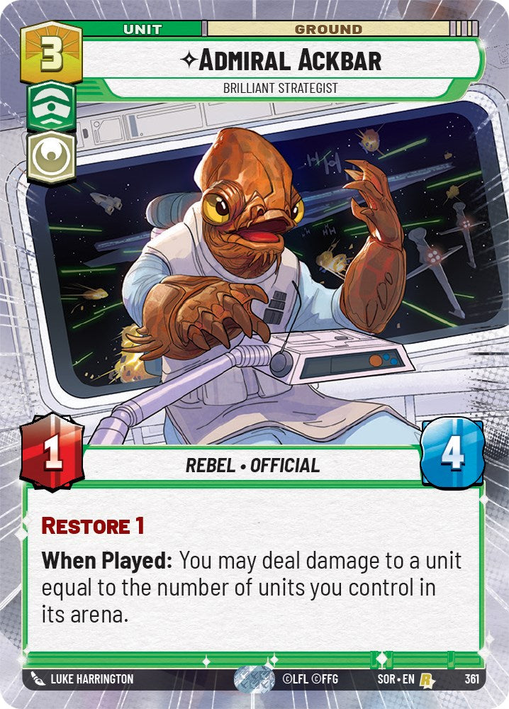 Admiral Ackbar - Brilliant Strategist (Hyperspace) (361) [Spark of Rebellion] | Shuffle n Cut Hobbies & Games