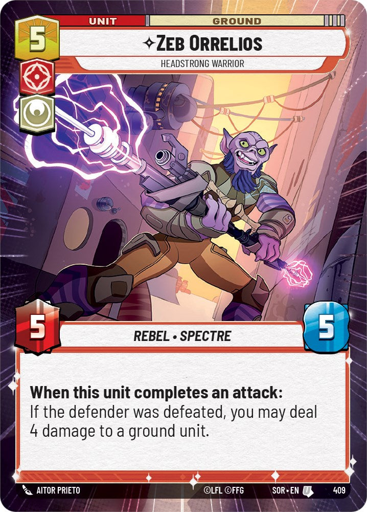 Zeb Orrelios - Headstrong Warrior (Hyperspace) (409) [Spark of Rebellion] | Shuffle n Cut Hobbies & Games