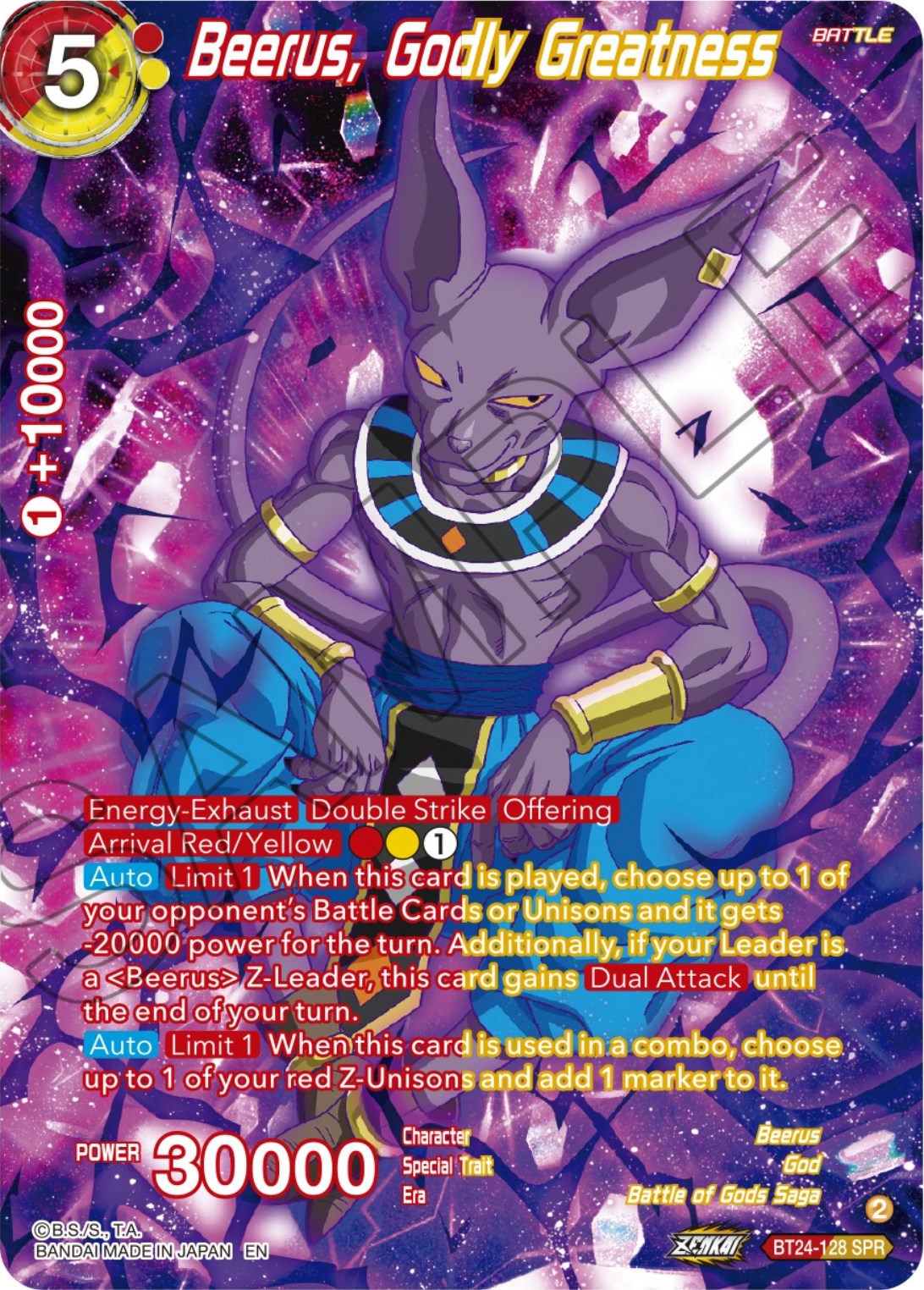 Beerus, Godly Greatness (SPR) (BT24-128) [Beyond Generations] | Shuffle n Cut Hobbies & Games