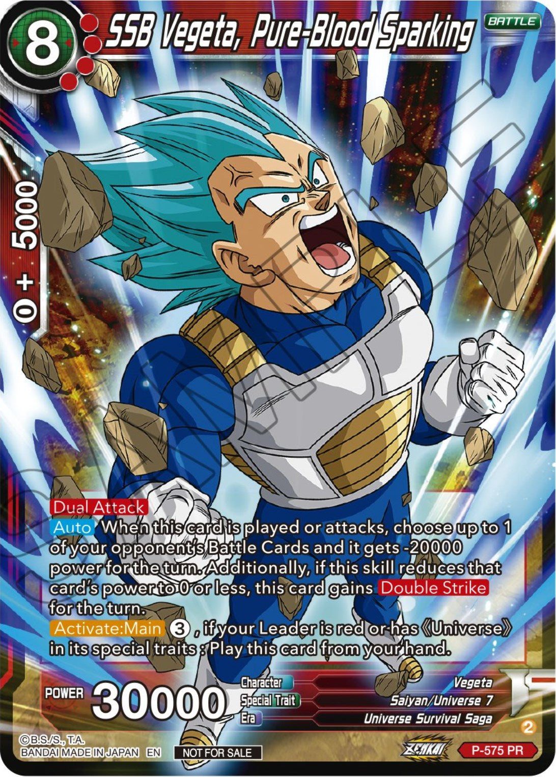 SSB Vegeta, Pure-Blood Sparking (Zenkai Series Tournament Pack Vol.7) (P-575) [Tournament Promotion Cards] | Shuffle n Cut Hobbies & Games