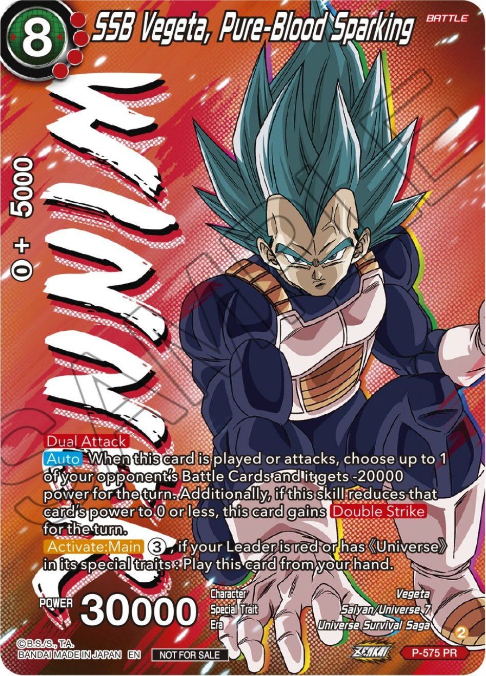 SSB Vegeta, Pure-Blood Sparking (Zenkai Series Tournament Pack Vol.7) (Winner) (P-575) [Tournament Promotion Cards] | Shuffle n Cut Hobbies & Games