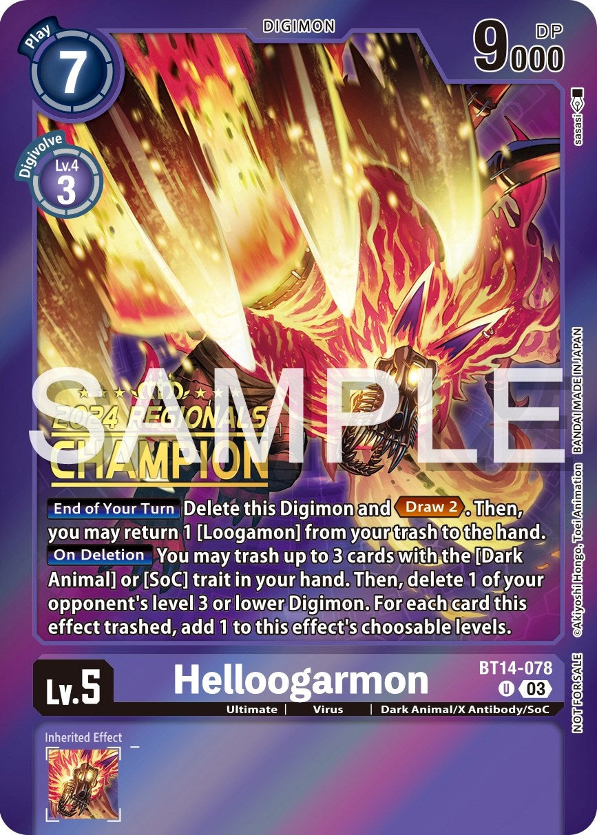 Helloogarmon [BT14-078] (2024 Regionals Champion) [Blast Ace Promos] | Shuffle n Cut Hobbies & Games