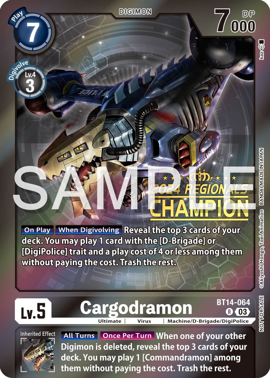 Cargodramon [BT14-064] (2024 Regionals Champion) [Blast Ace Promos] | Shuffle n Cut Hobbies & Games