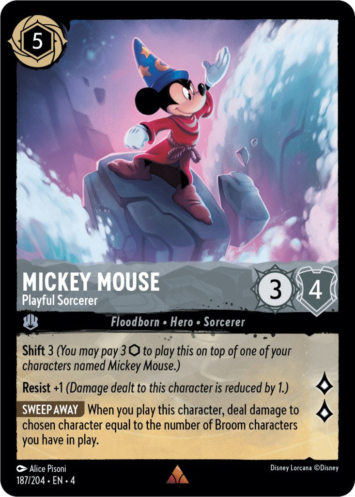 Mickey Mouse - Playful Sorcerer (187/204) (187/204) [Ursula's Return] | Shuffle n Cut Hobbies & Games