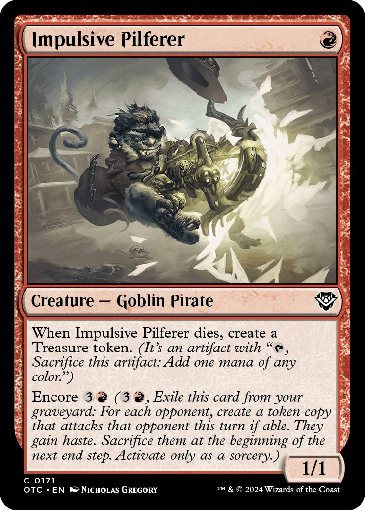 Impulsive Pilferer [Outlaws of Thunder Junction Commander] | Shuffle n Cut Hobbies & Games