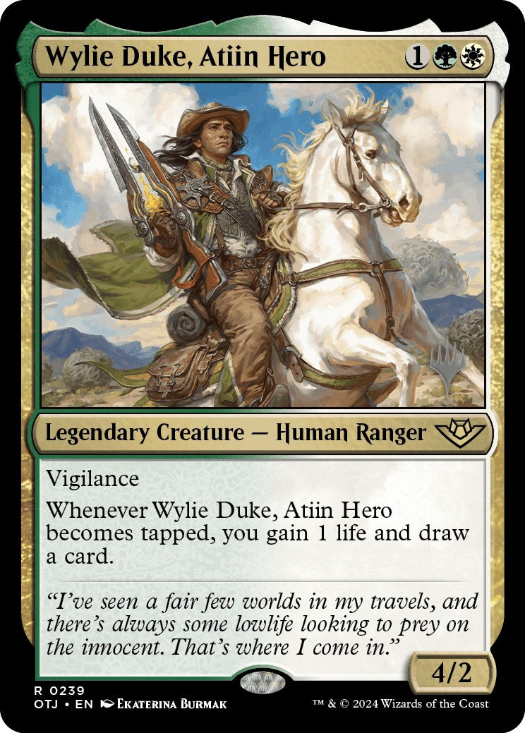 Wylie Duke, Atiin Hero (Promo Pack) [Outlaws of Thunder Junction Promos] | Shuffle n Cut Hobbies & Games