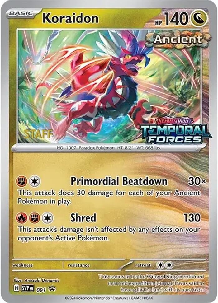 Koraidon (091) (Stamped) (Staff) [Scarlet & Violet: Black Star Promos] | Shuffle n Cut Hobbies & Games