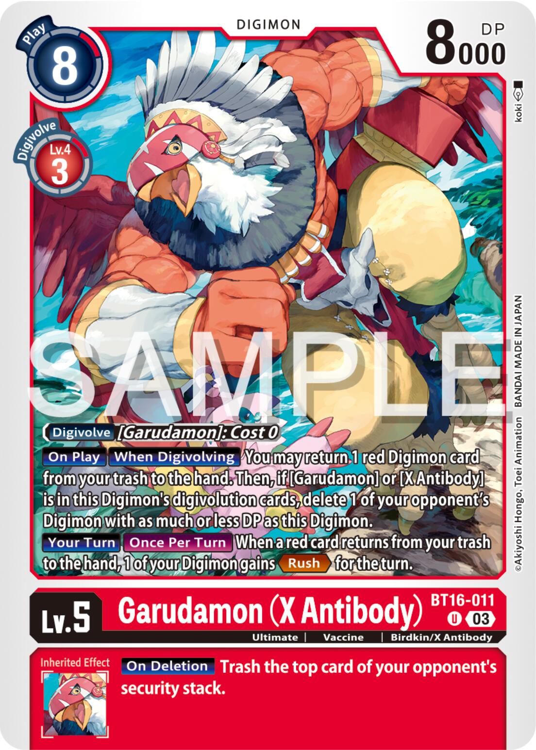 Garudamon (X Antibody) [BT16-011] [Beginning Observer] | Shuffle n Cut Hobbies & Games