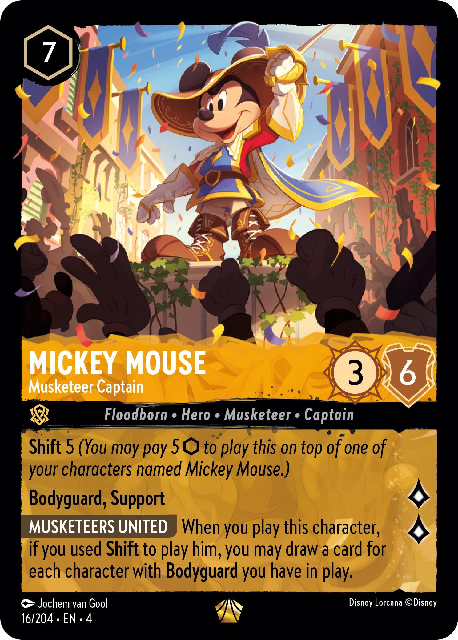 Mickey Mouse - Musketeer Captain (16/204) [Ursula's Return] | Shuffle n Cut Hobbies & Games