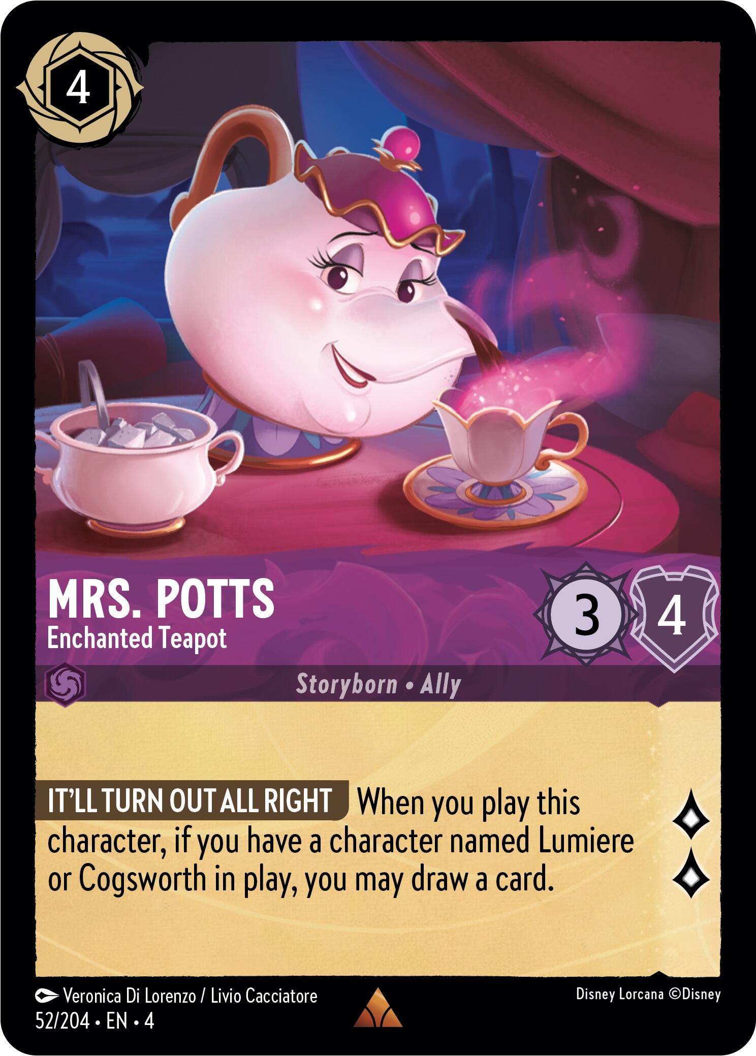 Mrs. Potts - Enchanted Teapot (52/204) [Ursula's Return] | Shuffle n Cut Hobbies & Games