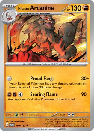 Hisuian Arcanine (100/167) [Scarlet & Violet: Twilight Masquerade] | Shuffle n Cut Hobbies & Games