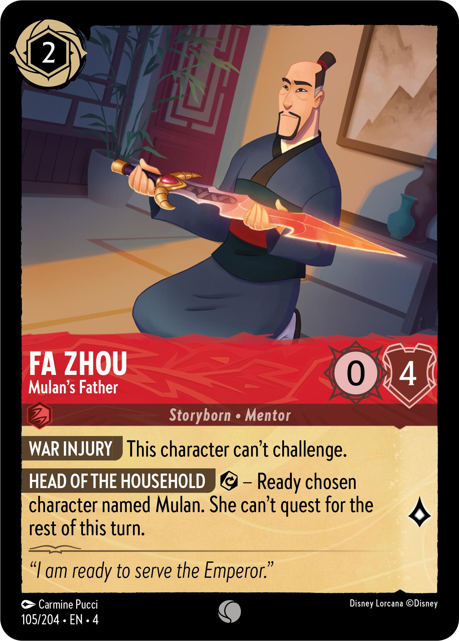 Fa Zhou - Mulan's Father (105/204) [Ursula's Return] | Shuffle n Cut Hobbies & Games