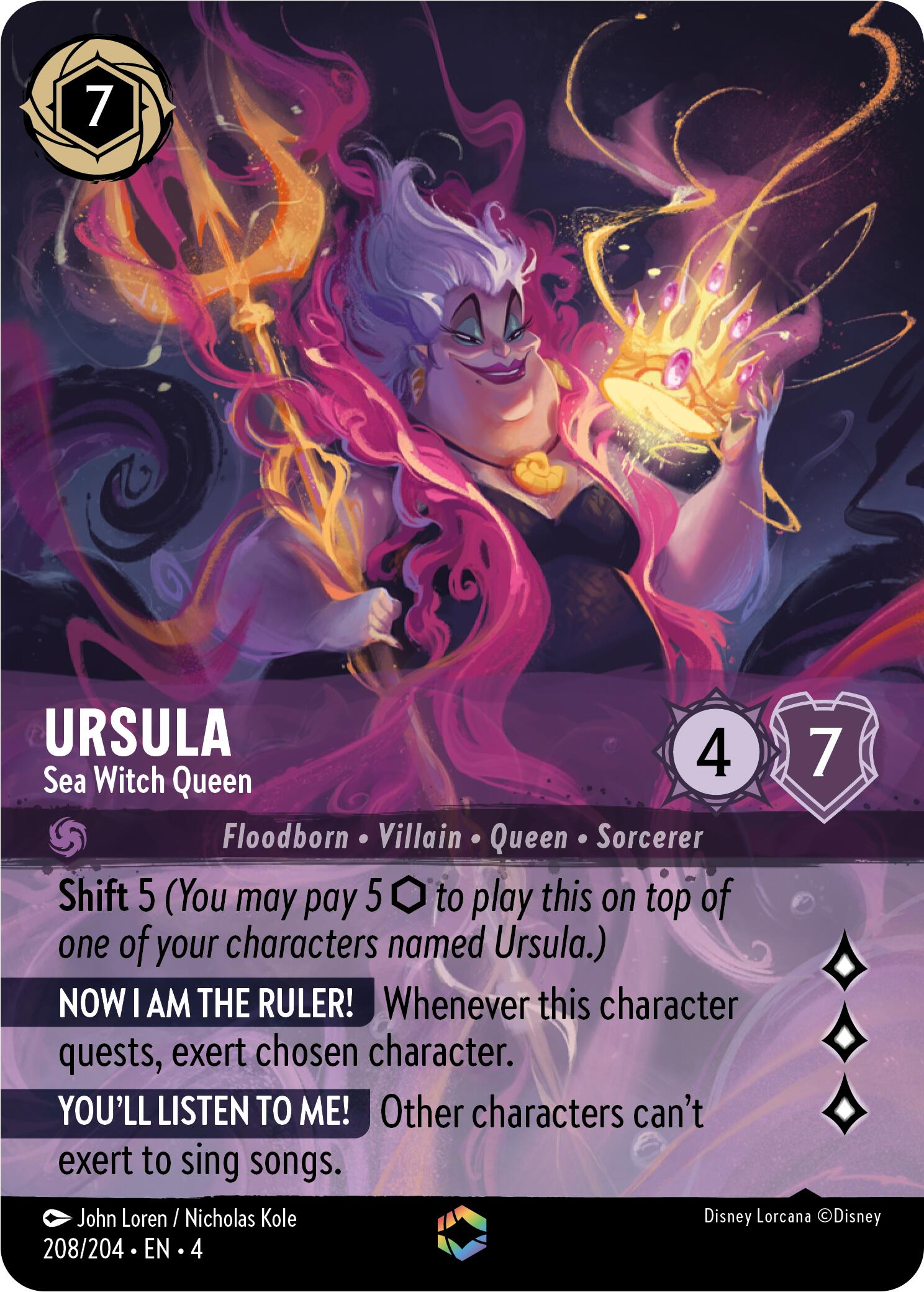 Ursula - Sea Witch Queen (Enchanted) (208/204) [Ursula's Return] | Shuffle n Cut Hobbies & Games