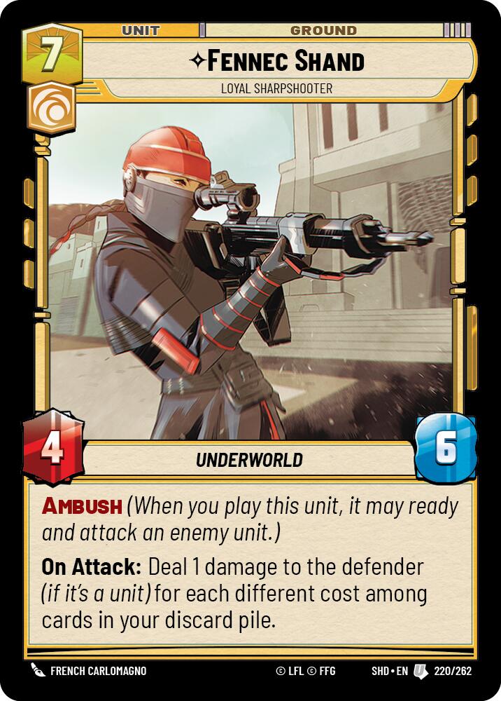 Fennec Shand - Loyal Sharpshooter (220/262) (220/262) [Shadows of the Galaxy] | Shuffle n Cut Hobbies & Games